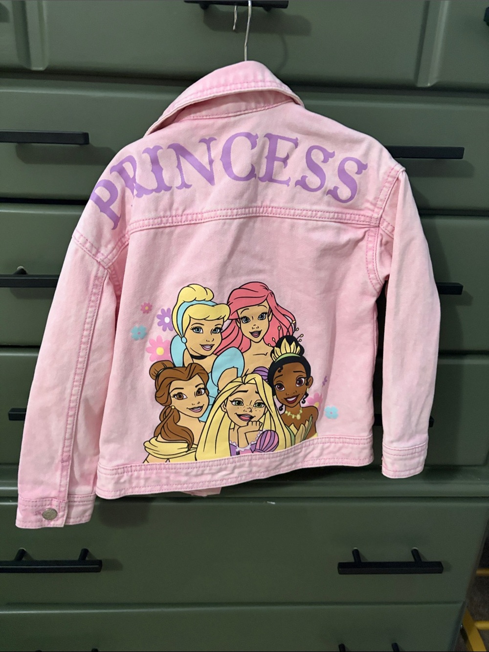 Disney Pink Princess Denim Jacket with Colorful Princess Print